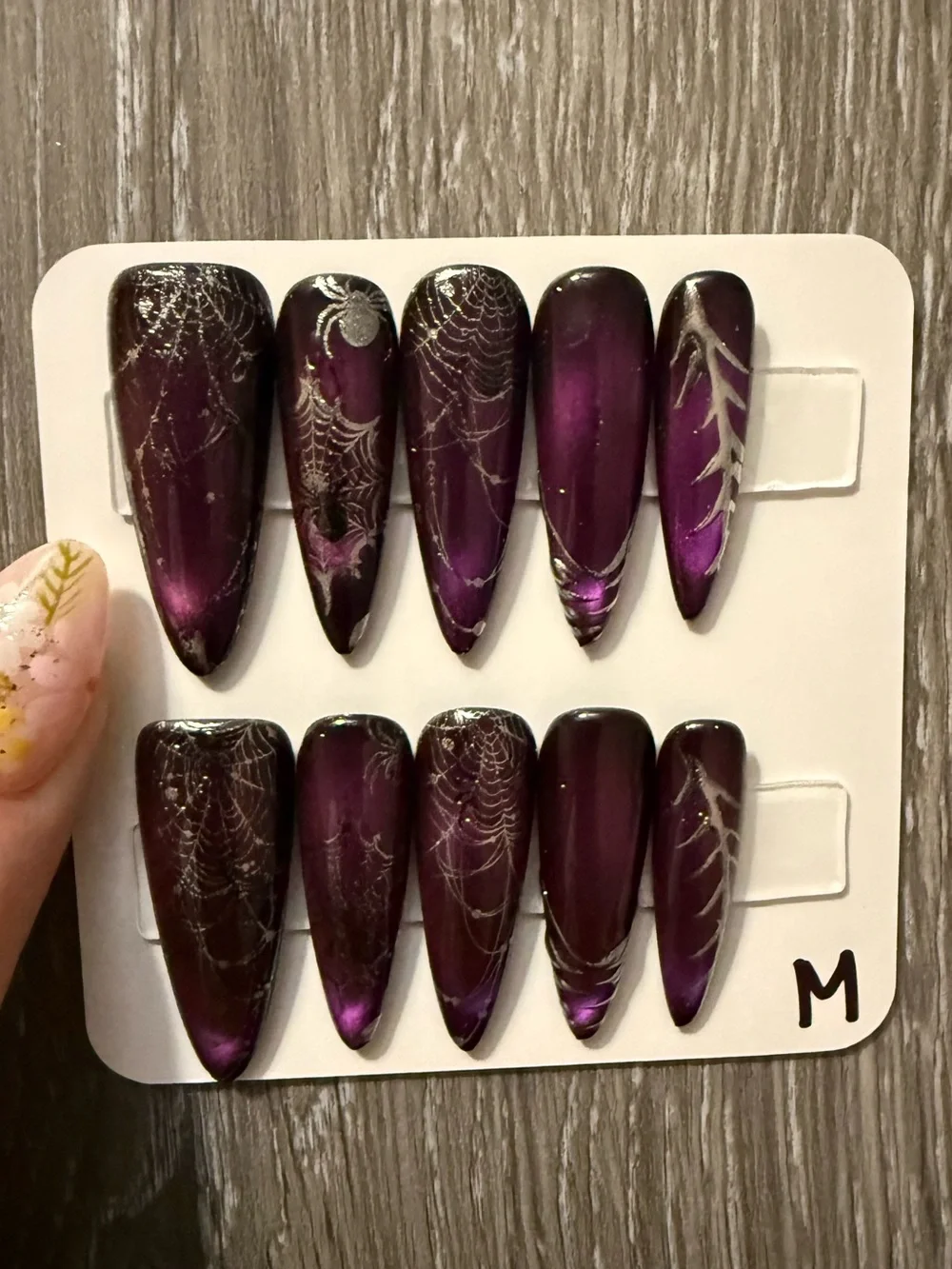 Purple Spiderweb Press-On Nails - Elegant Stiletto Set - Picture 1 of 2